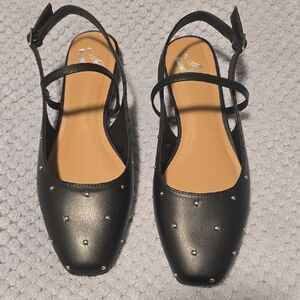 Report Black Studded Slingback Flats